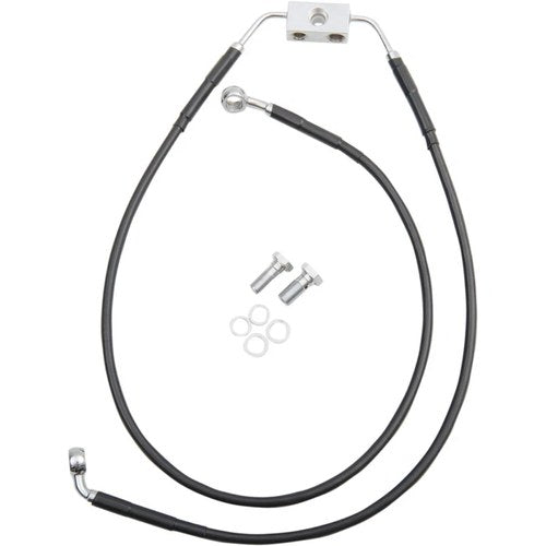 Drag Specialties +4" Brake Line - Front - Black Vinyl - FXDB2-17 | 612135-4BLK