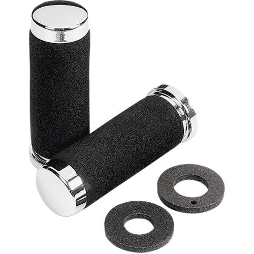 Parts Unlimited Chrome 1" Foam 130 mm Grips | L99-90925
