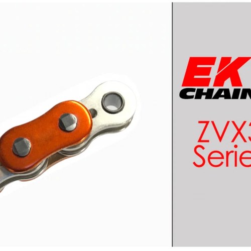 EK ZVX3-520 Motorcycle Chain 120 Links Tensile Strength 9400 lbs Metallic Orange