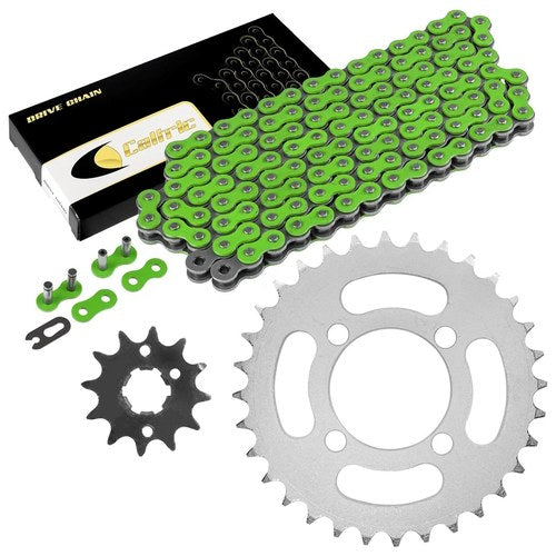 Drive Chain & Sprockets Kit for Yamaha Grizzly 125 YFM125G YFM125 G 04-12 Green