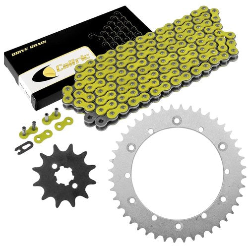 Drive Chain & Sprockets Kit for Yamaha It175 1980-1983 / It200 1984- 1986 Yellow