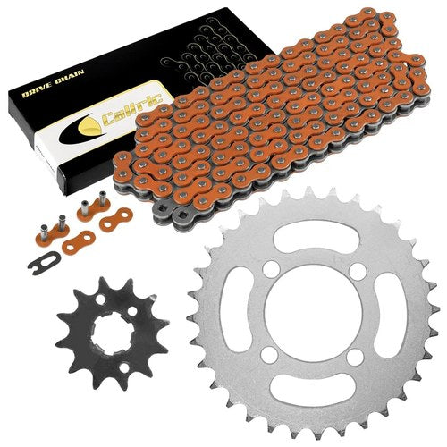 Drive Chain & Sprockets Kit fits Yamaha Grizzly 125 YFM125G 2004-2012 Orange