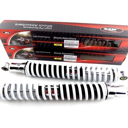 Suzuki DR400 400mm WHITE/CHROME Jbs Rear Shock Absorbers Eye TO Eye