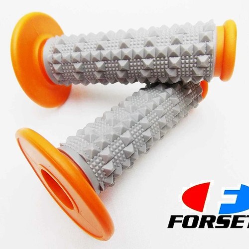 Kawasaki KX400 Forseti Orange Grey Diamond Top Handlebar Grip Set Grips