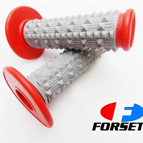 Kawasaki KX500 Forseti Red Grey Diamond Top Handlebar Grip Set Grips