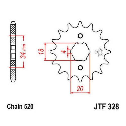 JT Front Sprocket 520 13T fits Honda XR200R/XR250R/XL250R/XL200R/TLR200 Reflex