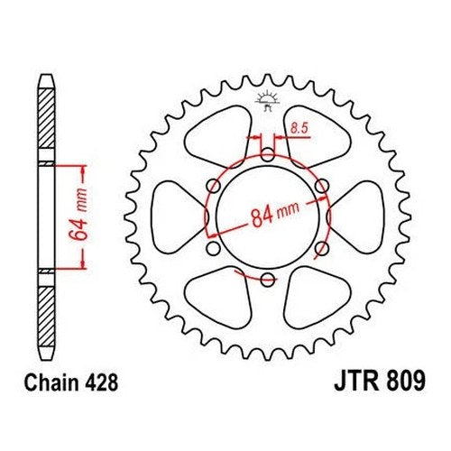 JT Steel Rear Sprocket 428 44T #JTR809.44 fits Suzuki DS100/DS125/TS-125/TS-100