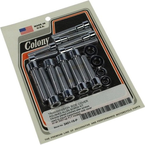 Colony Transmission Side Cover Allen Bolt Kit Chrome #2401-15-P Harley Davidson