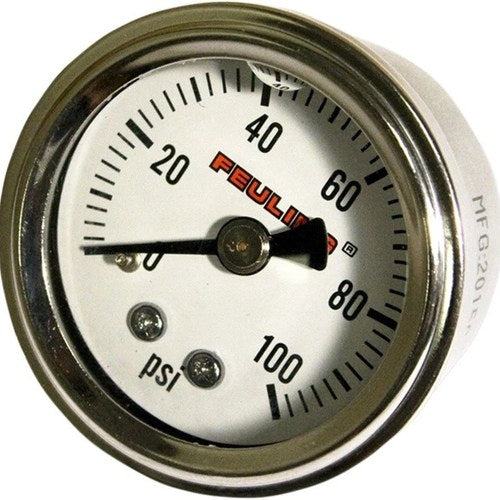 Feuling Liquid-Filled Pressure Gauge White with Rear 1/8 Npt Port