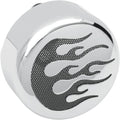 DS Round Horn Cover With Flame Chrome Harley Davidson #144056