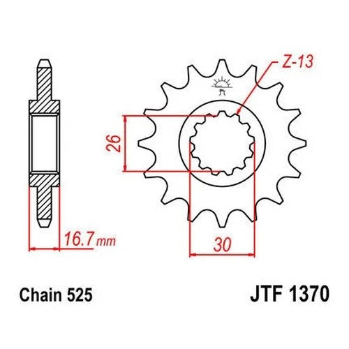 JT Front Sprocket 525 15T #JTF1370.15 for Honda Crf 1000/CB650/CBR 650