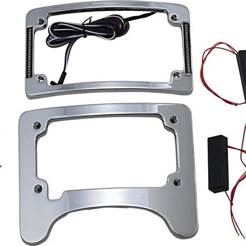 Custom Dynamics LED T/S Elim Tri-Radius License Frame Chrome #TS-ELIM-06HW-C