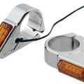 Joker Machine Rectangle LED Fork Mount Turn Signals 39mm Chrome