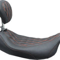Mustang Wide Tripper Solo Seat w/Backrest Dbl Diamond Red Stitch Black #79727AB
