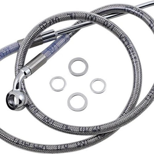DS Braided Front Upper ABS Brake Line Kit 34-3/4" +4" Clear Coated #212061