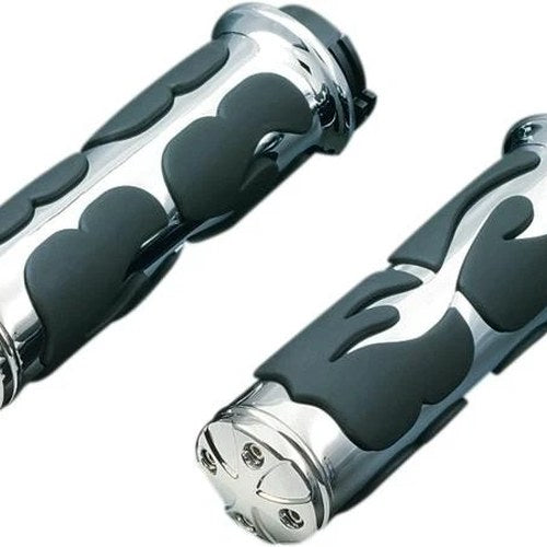 Kuryakyn Iso Flame Grips 1" Chrome #6261 for Yamaha/Kawasaki/Victory/Suzuki