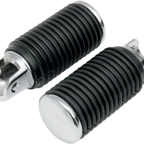 DS Chrome Driver Footpegs With Rubber Sleeves Large Female Mount
