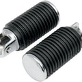 DS Chrome Driver Footpegs With Rubber Sleeves Large Female Mount