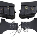 Willie & Max Slant Synthetic Leather Throwover Brass Monkey Saddlebags Black
