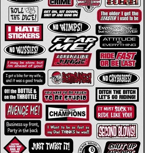 Factory Effex Sponsor Sticker Kit Fun Phrases Style