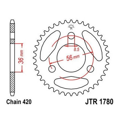 JT Steel Rear Sprocket 420 28T #JTR1780.28 fits Suzuki/Kawasaki JR50/KDX50