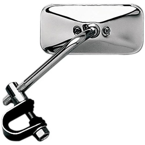Emgo Clamp-On Classic Mirror Rectangular 7/8" Steel Chrome Tinted Universal