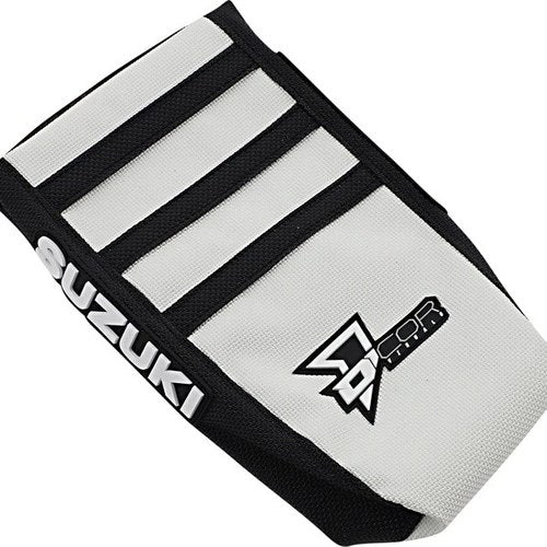 Dcor Ribbed Seat Cover Black/White/Black #30-40-455 for Suzuki RM-Z250/RM-Z450