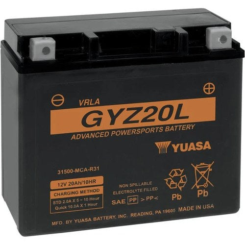 Yuasa Gyz High Performance Maintenance Free Battery GYZ20L #YUAM720GZ for Honda