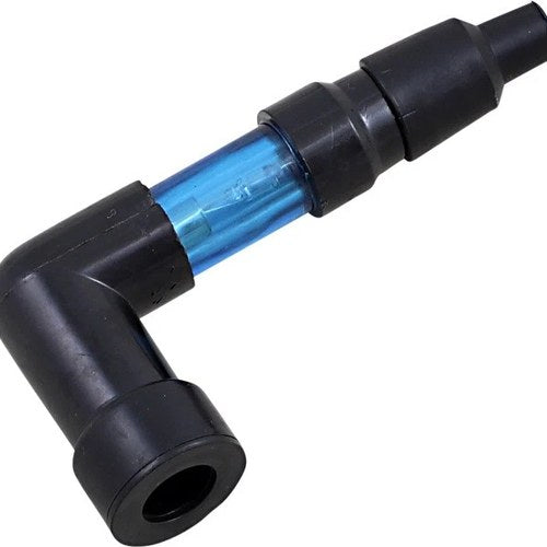 PU Flashing Spark Plug Cap with 90 degree Bend Blue
