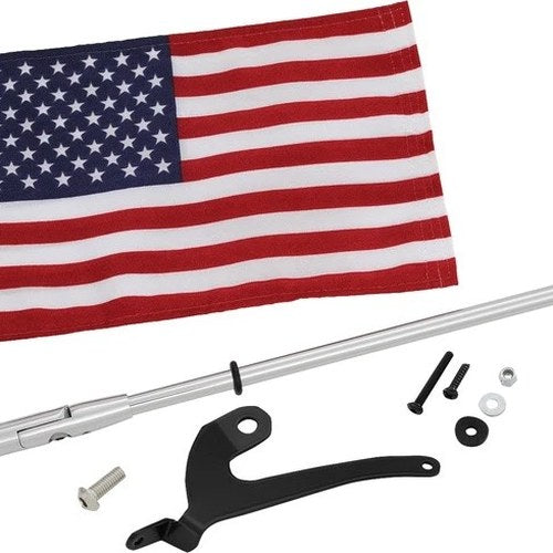 Show Chrome Folding Flag Pole with US Flag Left Chrome #41-203L Can-Am