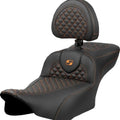 Saddlemen RoadSofa DS Ext. Reach Seat w/Backrest Orange Stitch #823-07-209B3