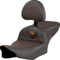 Saddlemen RoadSofa DS Seat With Driver Backrest Orange Stitch #823-07-208B3