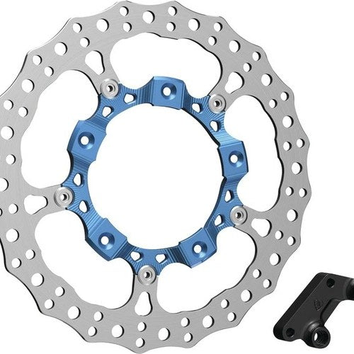 Arlen Ness Big Brake 14" Jagged Floating Brake Rotor Front Left Blue #300-001