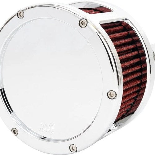 Feuling BA Race Series Air Cleaner Chrome With Solid Cover/Red Filter #5427