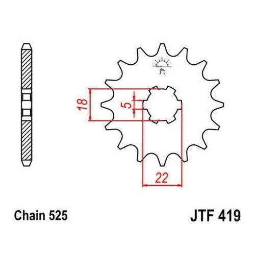JT Front Sprocket 525 15T #JTF419.15 for Suzuki Apache/Savage/TM-400/DS250
