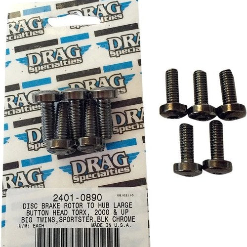 Drag Specialties Rotor Bolt Kit for Cast Wheel Front Black 5-Pack