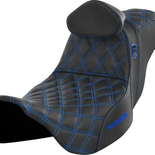 Saddlemen Sdc Performance Gripper Seat With Backrest Blue Stitch #284851