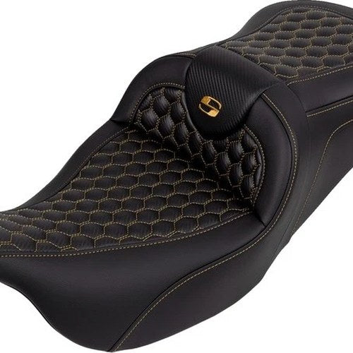 Saddlemen RoadSofa HC Seat Gold Stitch #284845 Harley Davidson
