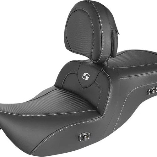 Saddlemen Heated RoadSofa CF Seat With Backrest #284527 Harley Davidson
