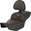 Saddlemen RoadSofa LS/CF Ext. Reach Seat With Backrest Orange Stitch #285015