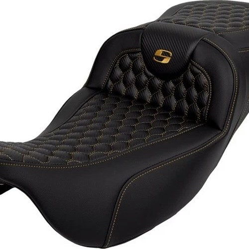 Saddlemen RoadSofa HC Ext. Reach Seat Gold Stitch #284828 Harley Davidson