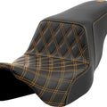 Saddlemen Step-Up LS Seat F. Lattice Gold Stitch Black #284761 Harley Davidson