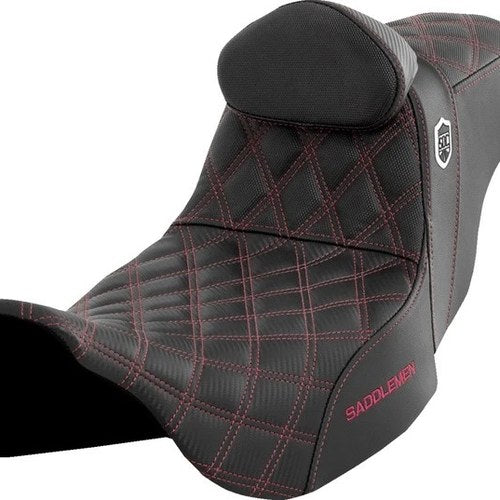 Saddlemen Sdc Performance Gripper Seat w/Backrest Wine Berry Stitch #284856