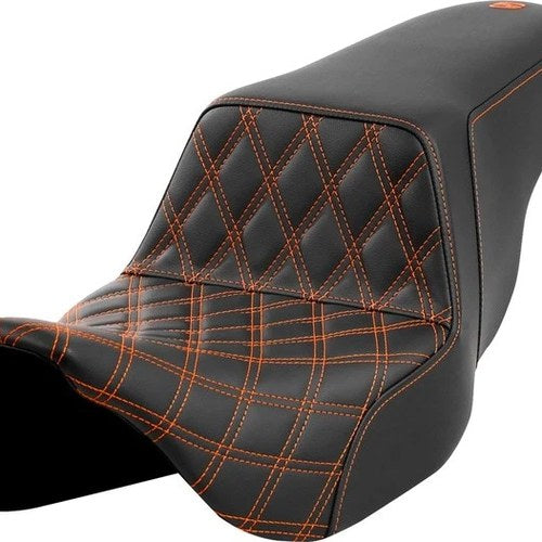 Saddlemen Step-Up LS Seat F. Lattice Orange Stitch Black #284749 Harley Davidson
