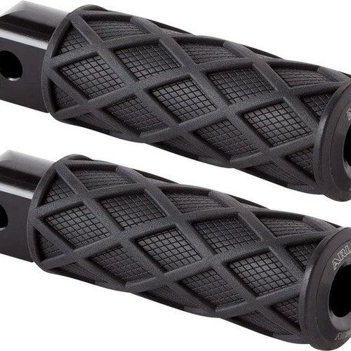 Arlen Ness Knurled Diamond Passenger Footpegs Black Harley Davidson Softail