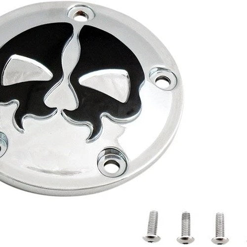 Drag Specialties Split Skull Points Cover 5-Hole Chrome/Black Harley Davidson