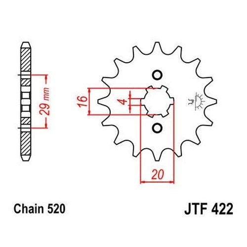 JT Front Sprocket 520 13T #JTF422.13 for Kawasaki/Yamaha/Cagiva