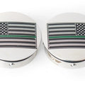 Figurati Designs Swingarm Covers US Flag Green Line Polished #FD72-AFGL-SS