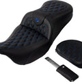 Saddlemen RoadSofa LS Seat With Backrest Blue Stitch #284809 Harley Davidson