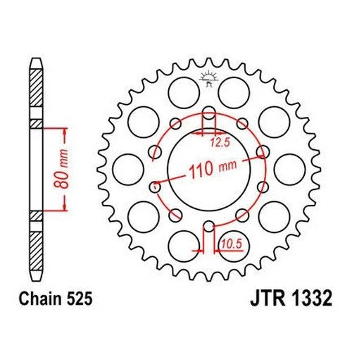 JT Steel Rear Sprocket 525 37T Honda GB500 Tourist Trophy/CMX450C Rebel 450